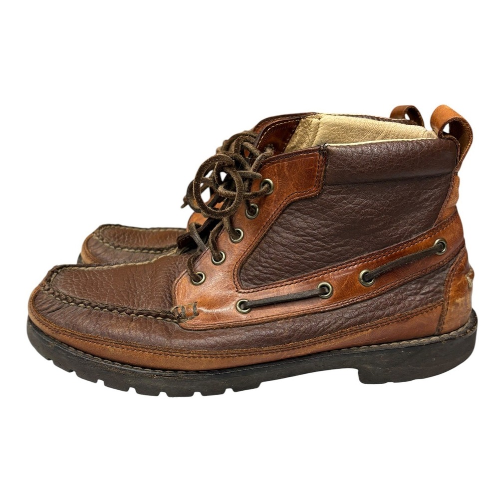 L L Bean Allagash Handsewn Bison Leather Chukka Boots Brown Moc Toe Heritage 9 - Picture 4 of 10